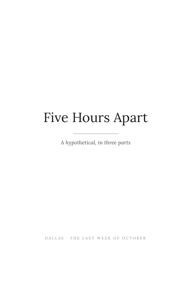 The title page of Five Hours Apart